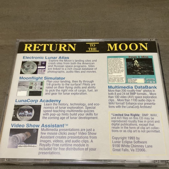 CD-ROM RETURN TO THE MOON: Lunar Eclipse Software. Multimedia DataBank - Picture 2 of 6